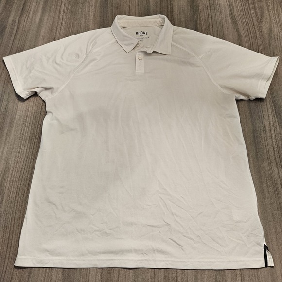 Rhone Mens Large Solid White Short‎ Sleeve Polo Shirt - Picture 1 of 8